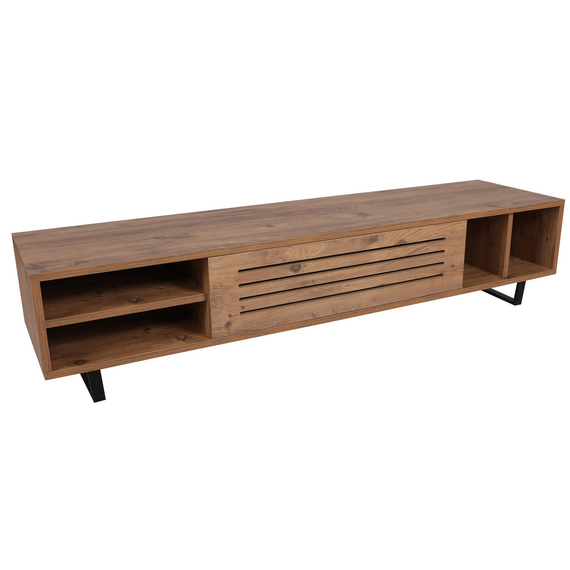 Mesa TV,100% Tablero de aglomerado rechapado en melamina, Color Atlantic Pino WELLHOME