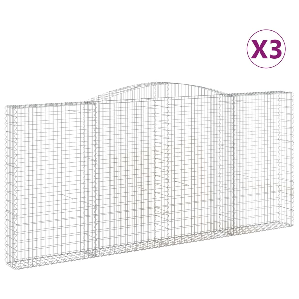 Vidaxl Cestas de Gaviones 3 Uds. Forma de Arco Hierro Galvanizado 400x30x100/120 Cm