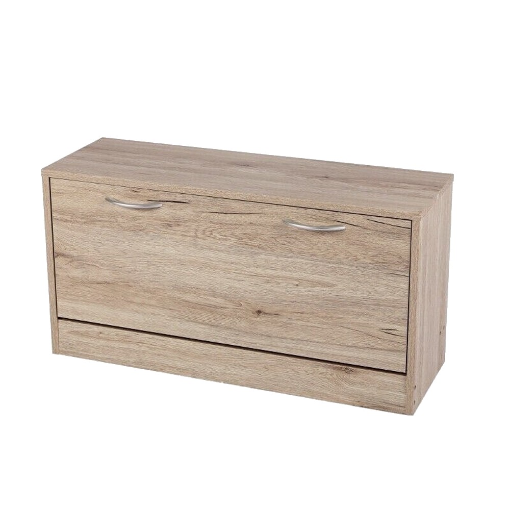 Maxia Market - Mueble Zapatero 2 Estantes Cómoda de Almacenamiento 1 Puerta Manijas Metálicas