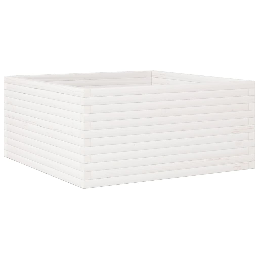 vidaXL Jardinera de madera maciza de pino 100x100x46 cm Color Pino natural,  Blanco,  Marrón cera y mas