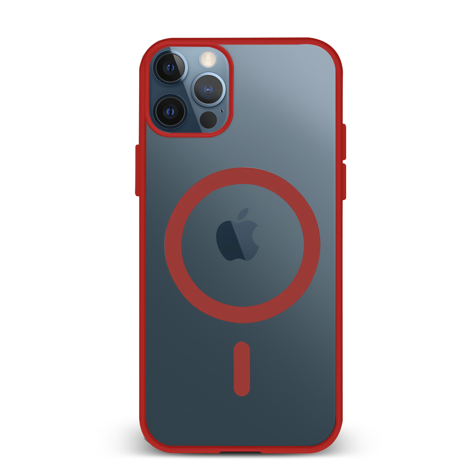 DAM Carcasa híbrida antigolpes Magsafe para iPhone 12 / 12 Pro. Bordes de silicona y PVC posterior. 7,43x1,02x14,95 Cm. Color: Rojo