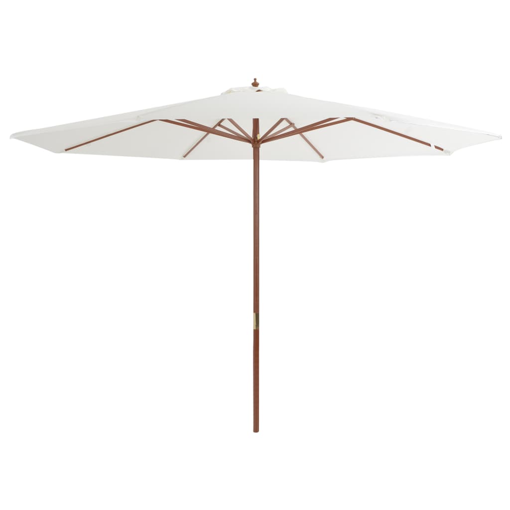 vidaXL Sombrilla de jardín con palo de madera 350 cm Color Blanco arena, Verde, Antracita