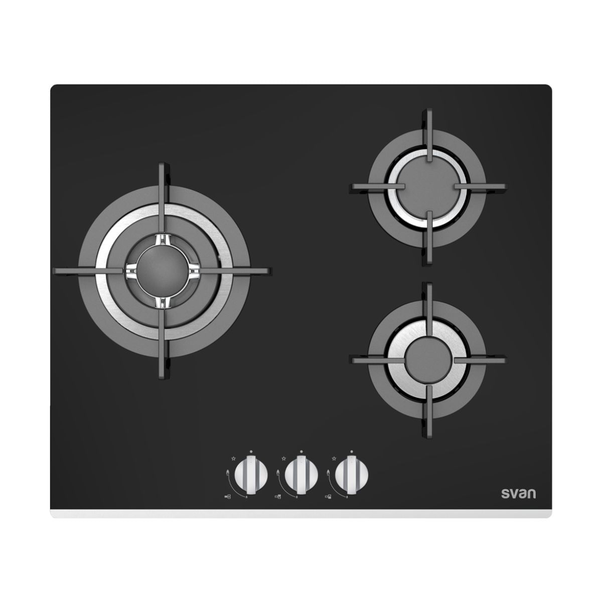 Placa de gas Svan SGW3602N 6150W 3 fuegos negro 60 cm