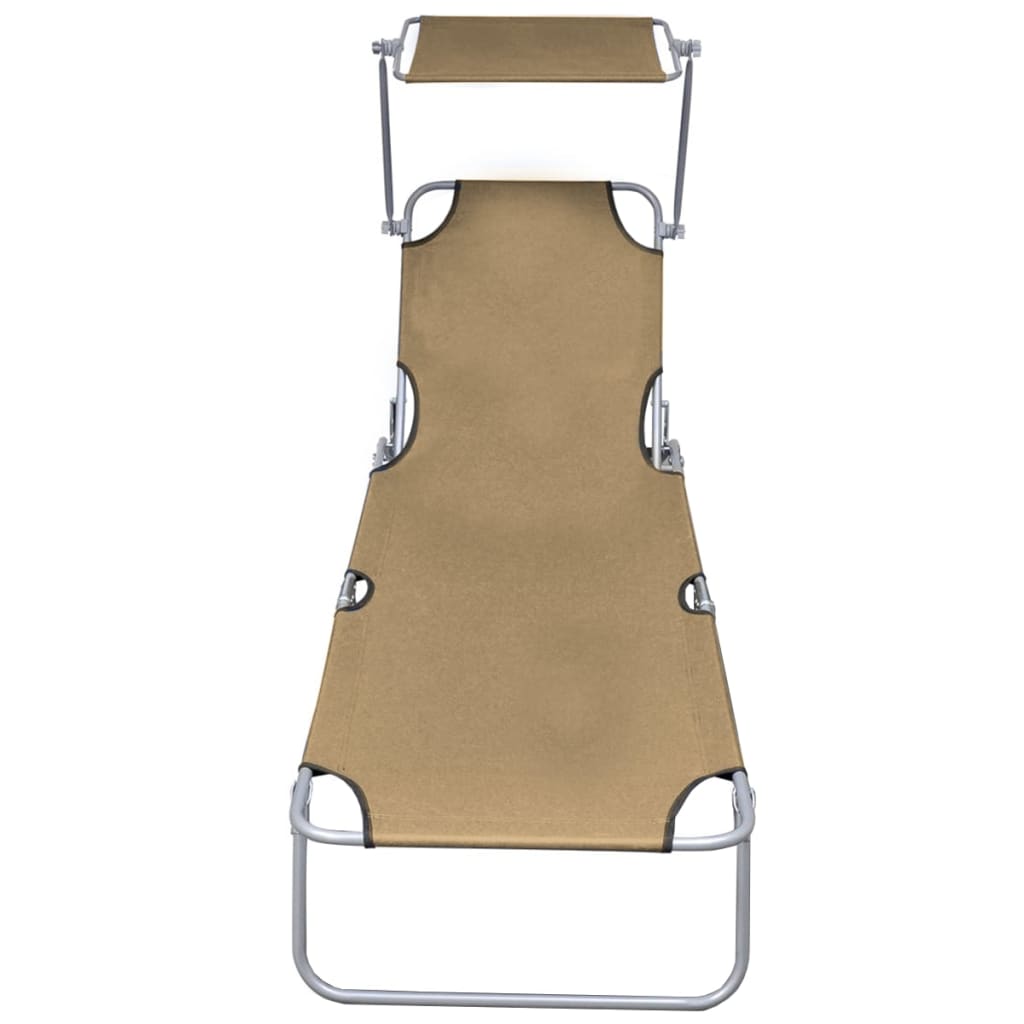 Vidaxl Tumbona Plegable con Capota de Acero y Tela Gris