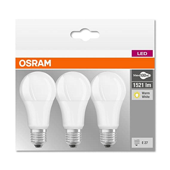 OSRAM - Bombilla LED STANDARD 13 W E27 827 Opal de 1521 lm y 10.000 horas de duración, ideal para luces interiores, lámpara techo salón y apliques pared interior