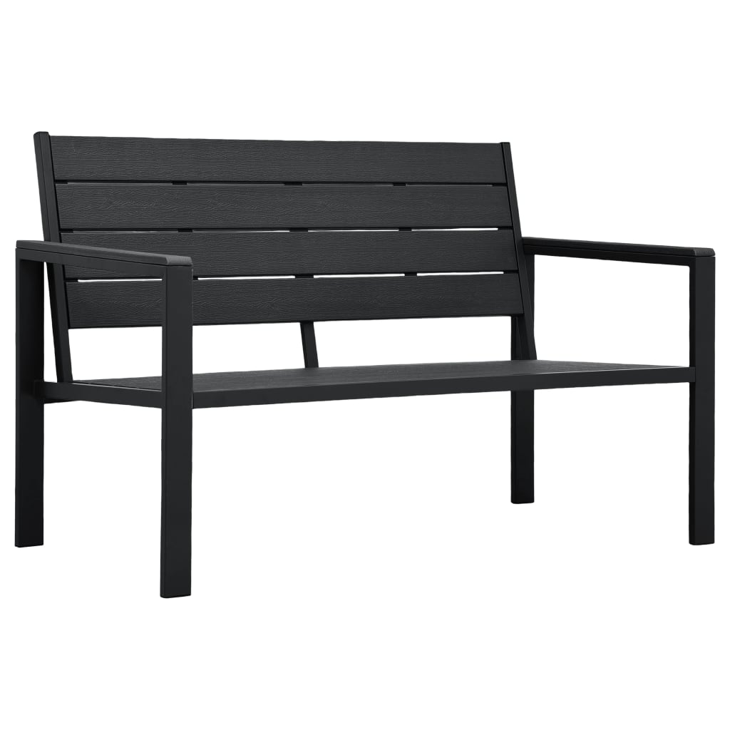 vidaXL Banco de jardín HDPE negroo aspecto madera 120 cm en color Negro/Gris/Blanco