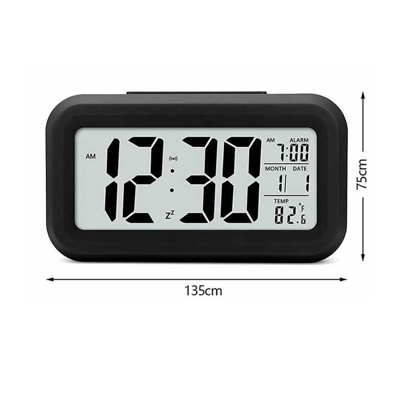 Despertador Digital, Pantalla LCD con Luz 5.3 Pulgadas con Hora, Fecha, Temperatura, 12/24H, con 8 tonos. Medidas: 13,5 7,5cm Miravia