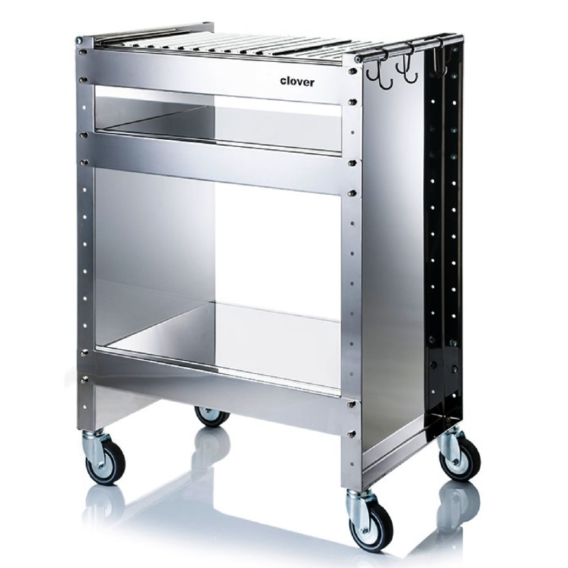 DON HIERRO - Barbacoa grande de carbón con ruedas CLOVER en acero inoxidable-