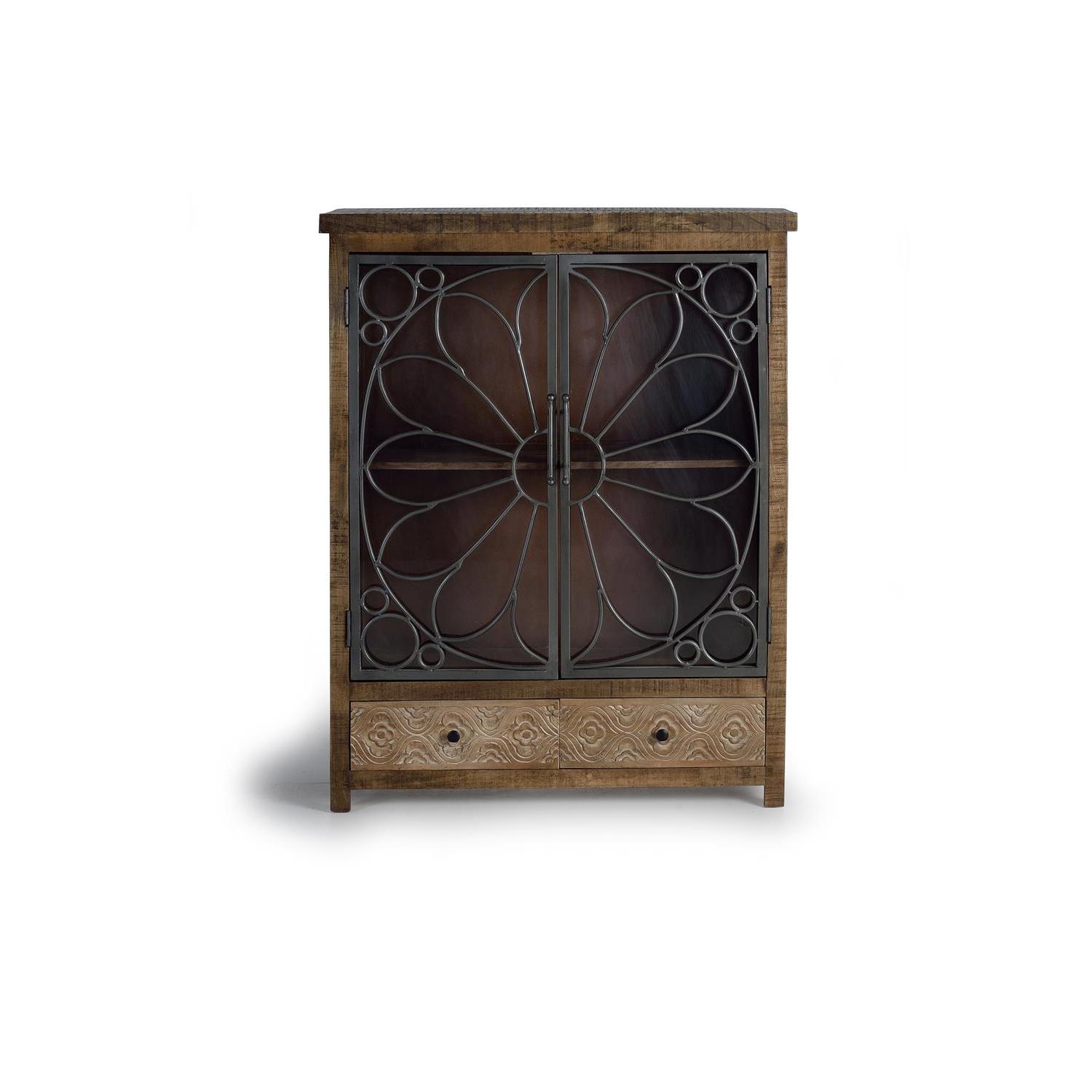 Vitrina de madera de mango marrón envejecida