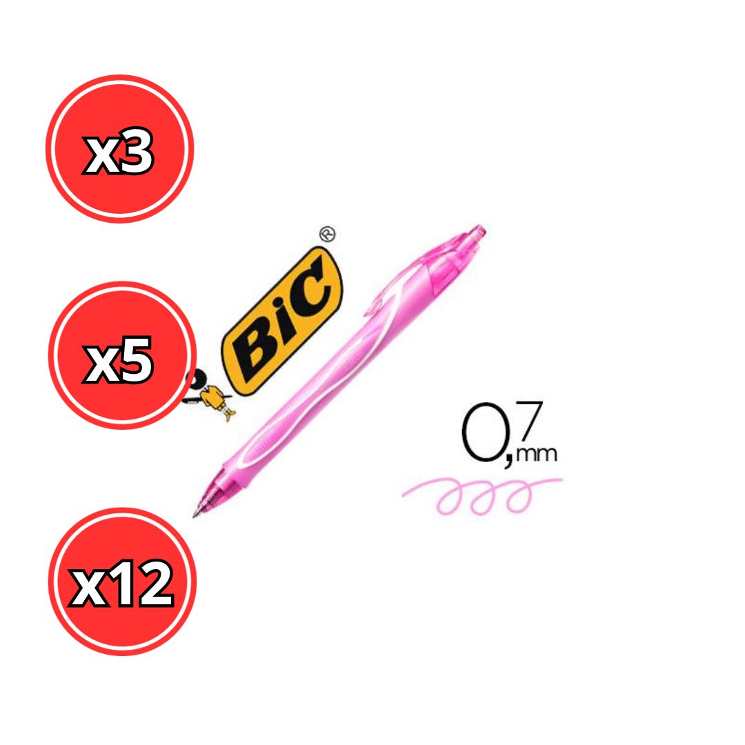 BOLIGRAFO BIC GEL-OCITY QUICK DRY 0.7 PACK DE 3, 5 Y 12 UNIDADES