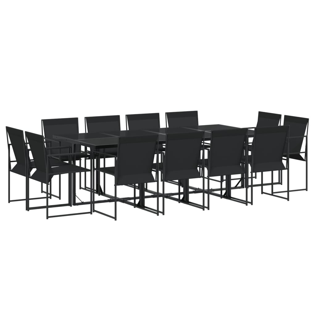 vidaXL Juego de comedor de jardín 13 piezas textileno negro