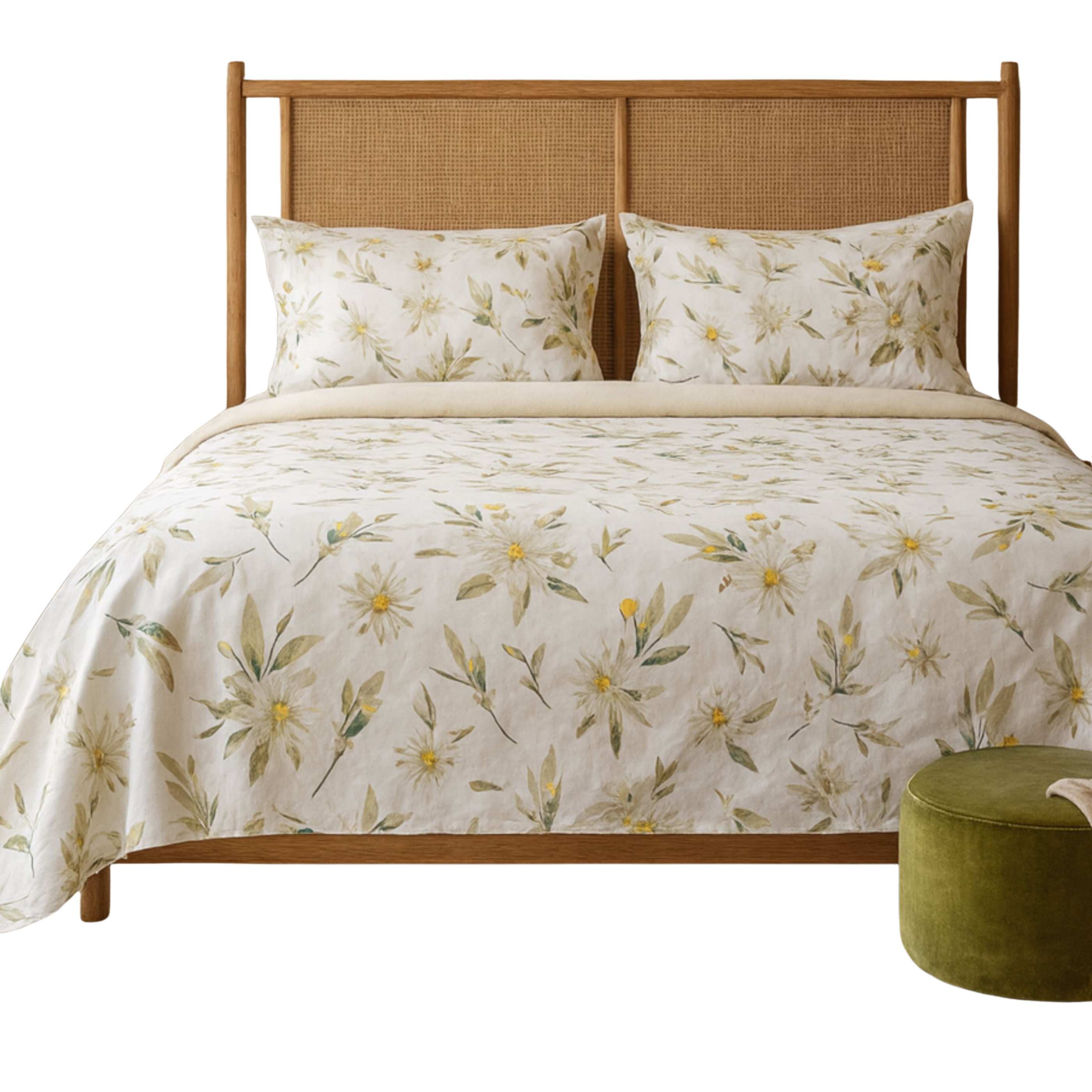 Juego de Sábanas 3/4 Piezas Algodón Estampado Floral Alo Home - Sábana Bajera, Encimera y Fundas de Almohadas