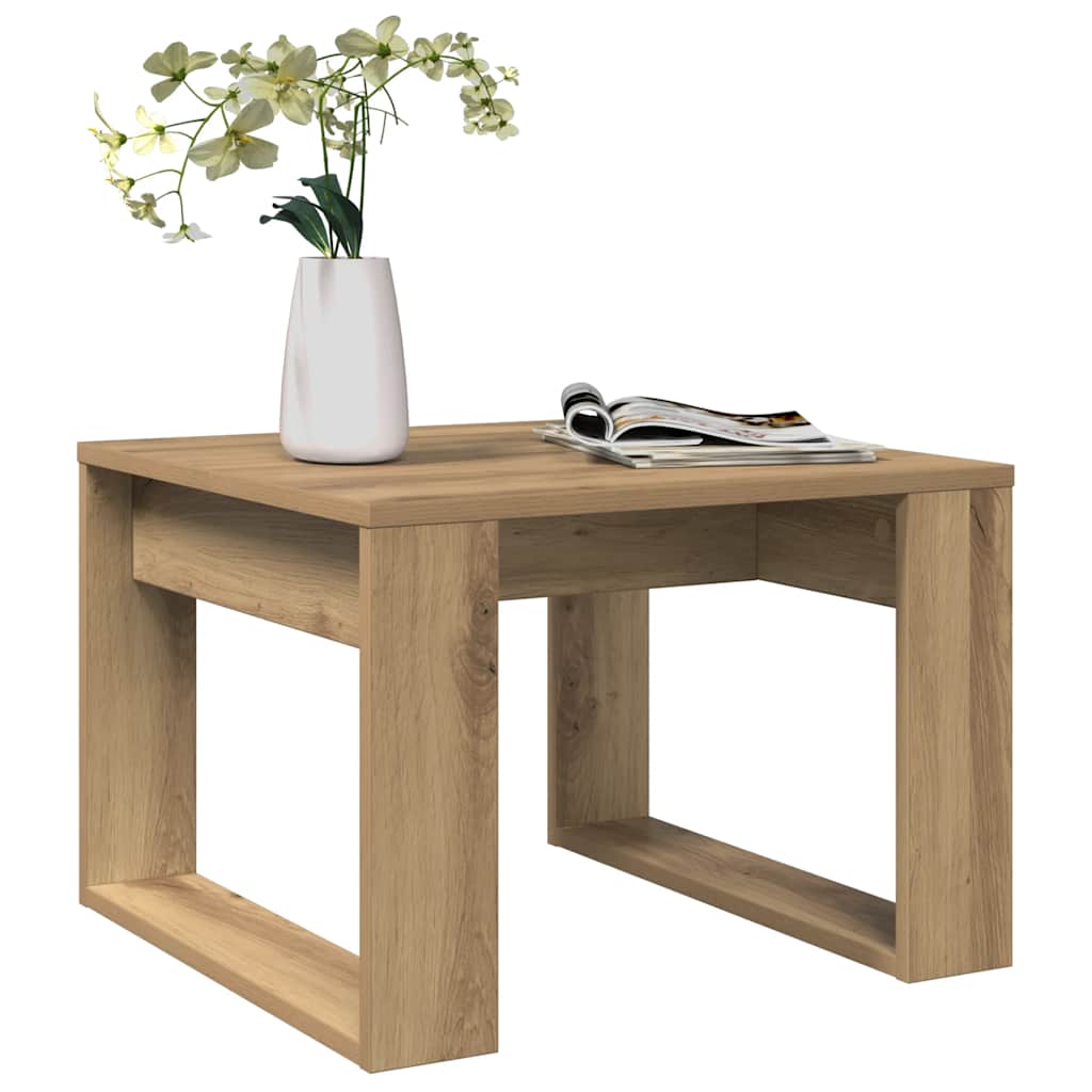 vidaXL Mesa auxiliar de madera de ingeniería 50x50x35 cm en color Roble artisan/Madera antigua | estructura resistente ideal para salón dormitorio o estudio