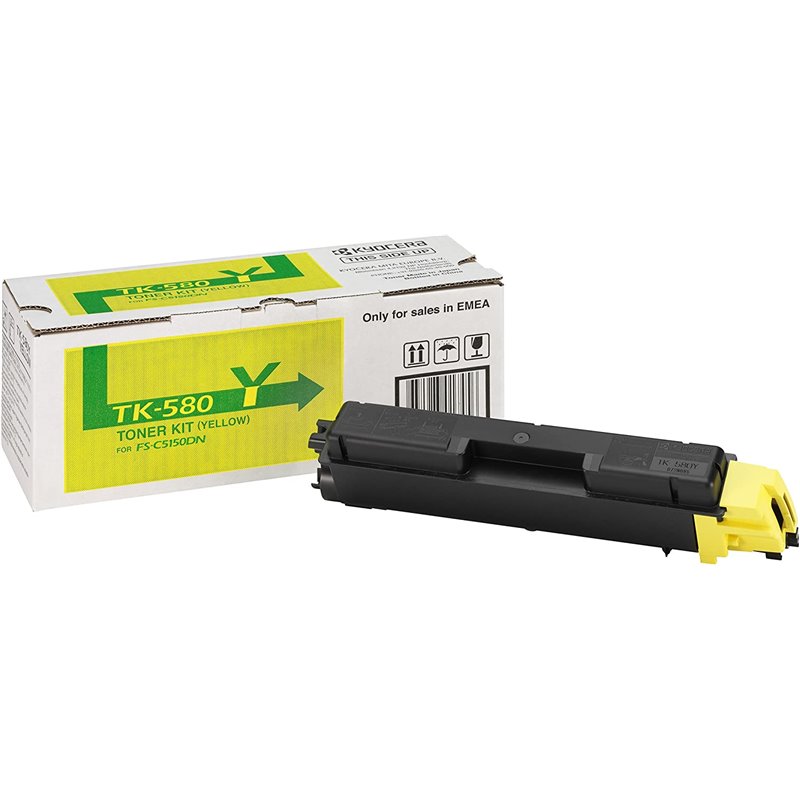 Tóner Kyocera Original TK-580Y amarillo 2.800 páginas (1T02KTANL0) para ECOSYS P6021cdn, FS-C5150DN