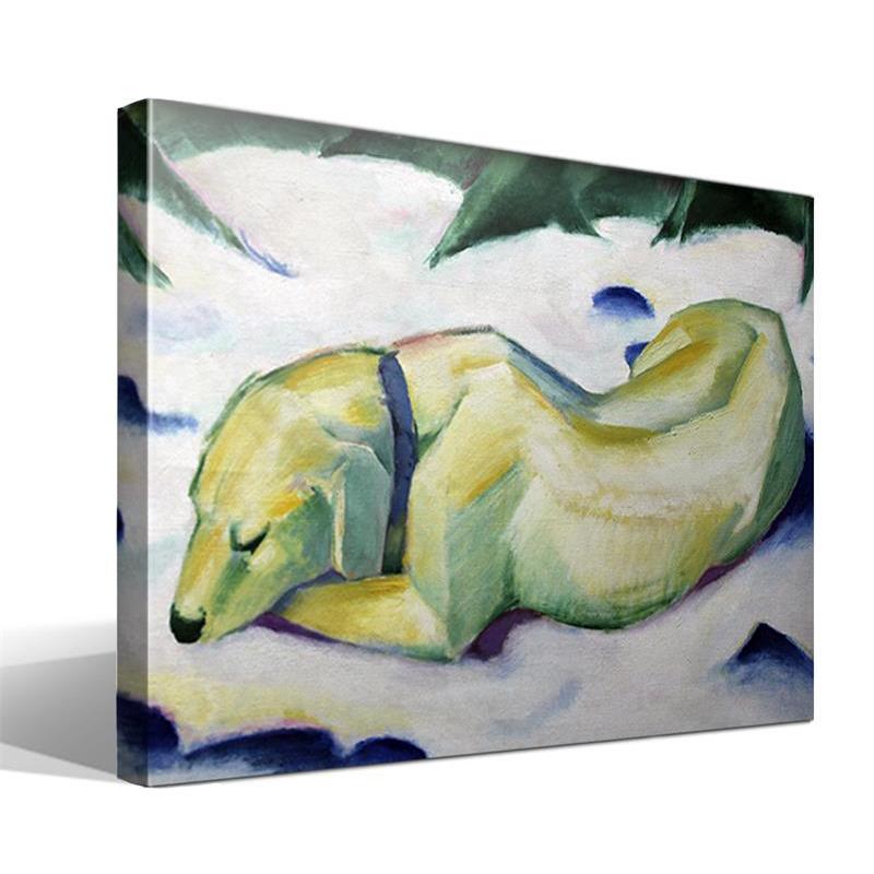 Cuadro Canvas Perro en la Nieve de Franz Marc - Alta Resolución - Lienzo 100% Algodón - Bastidor de Madera - Fabricado en España