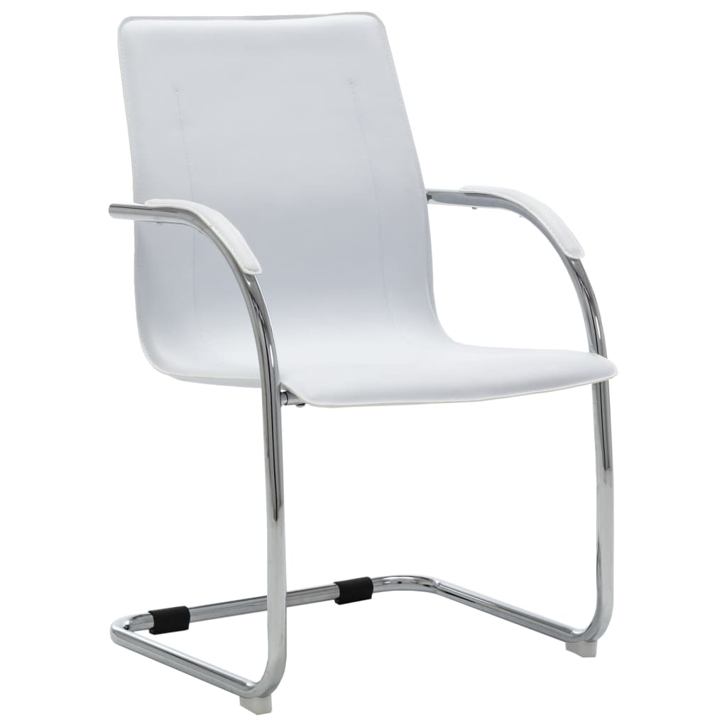vidaXL Silla de oficina voladiza de cuero sintético negra en color Negro/Blanco | cómodas modernas ergonómicas para comedor cocina salón hogar