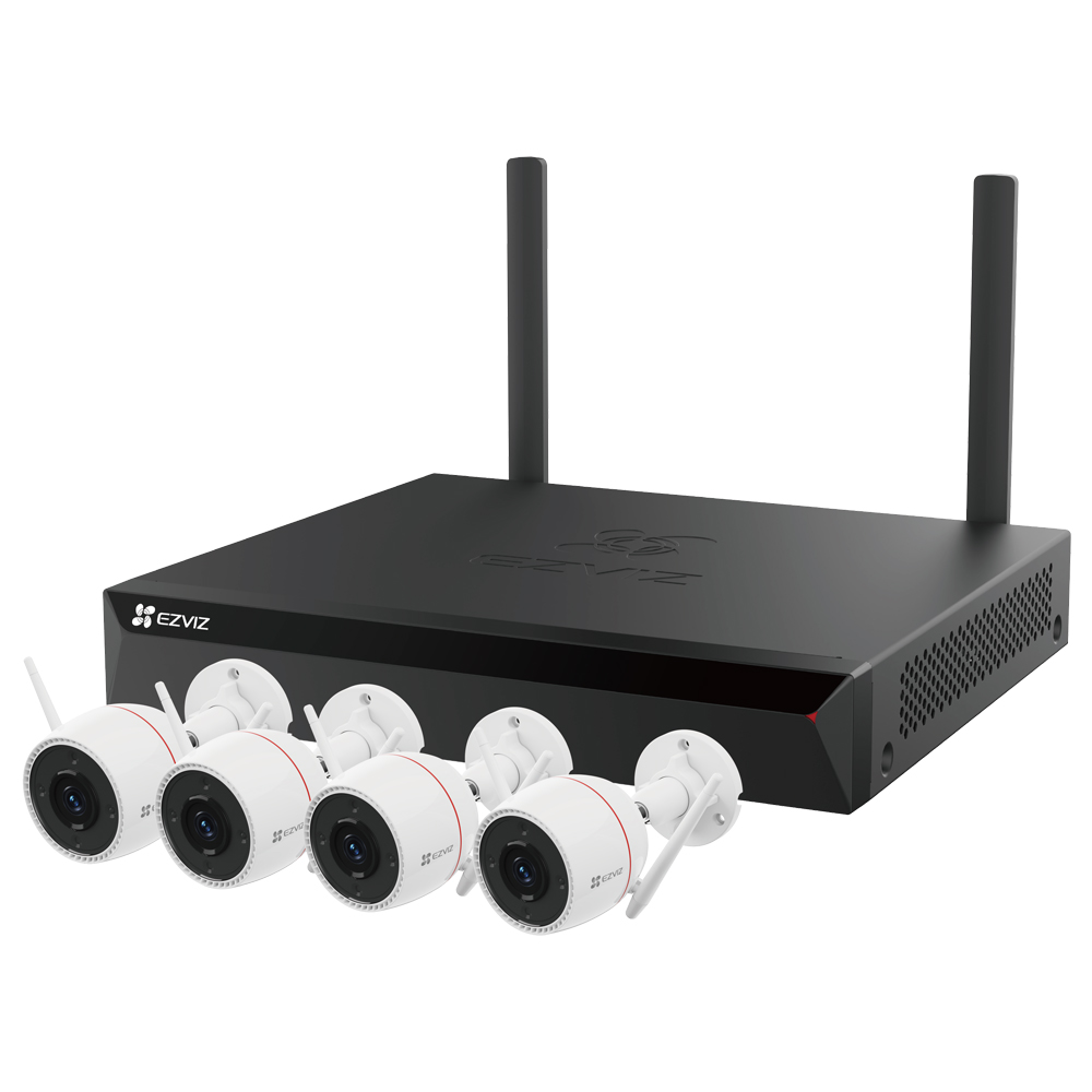 Ezviz X5S+H3C (4MP) Equipo NVR Sistema de seguridad de cámara WiFi inteligente Resolución 2K+ Visión nocturna en color Wi-Fi de 2,4 GHz Compresión de vídeo H.265 Defensa activa con sirena y luz estroboscópica Comunicación bidireccional