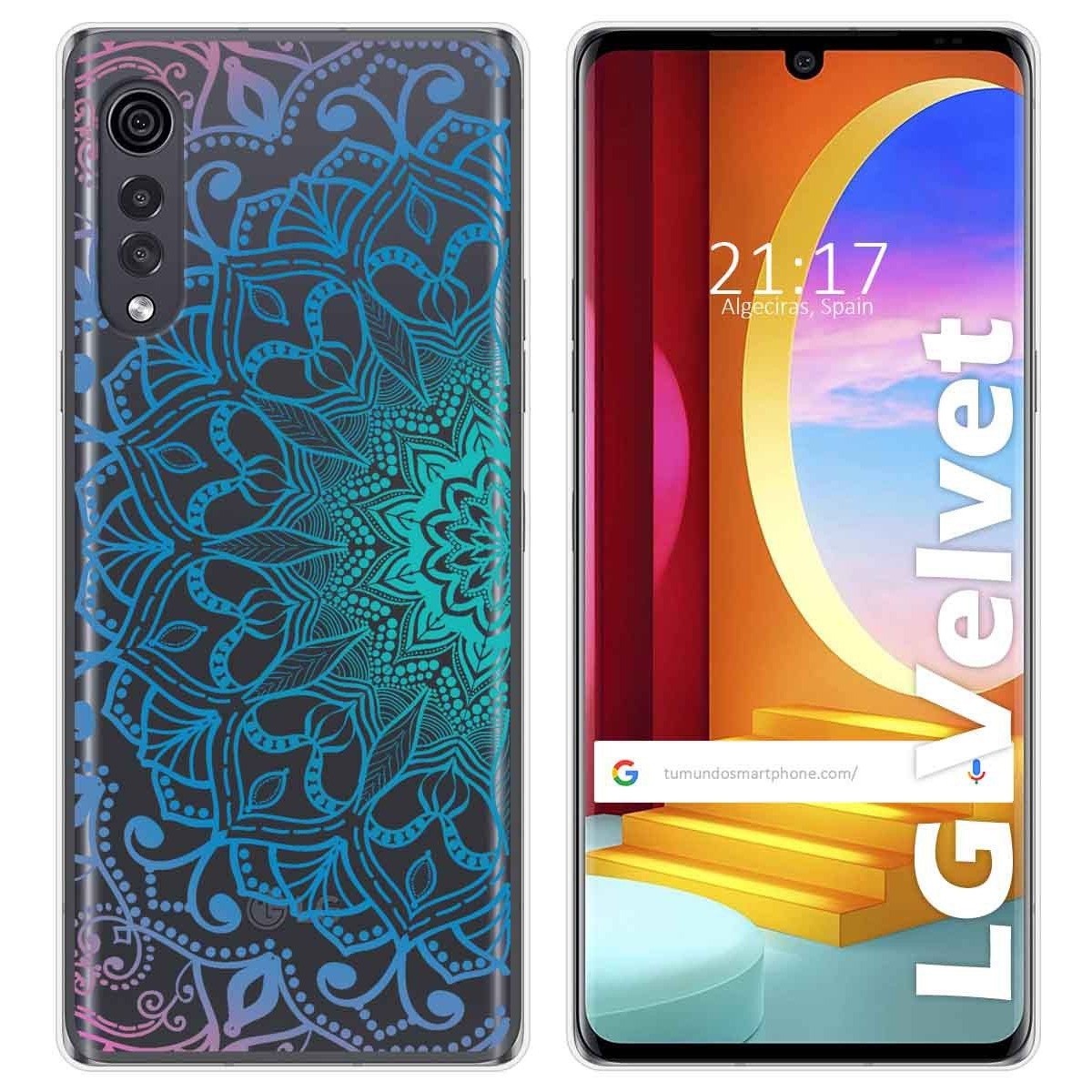 Tumundosmartphone Funda Gel Transparente para LG Velvet 5G diseño Mandala Dibujos