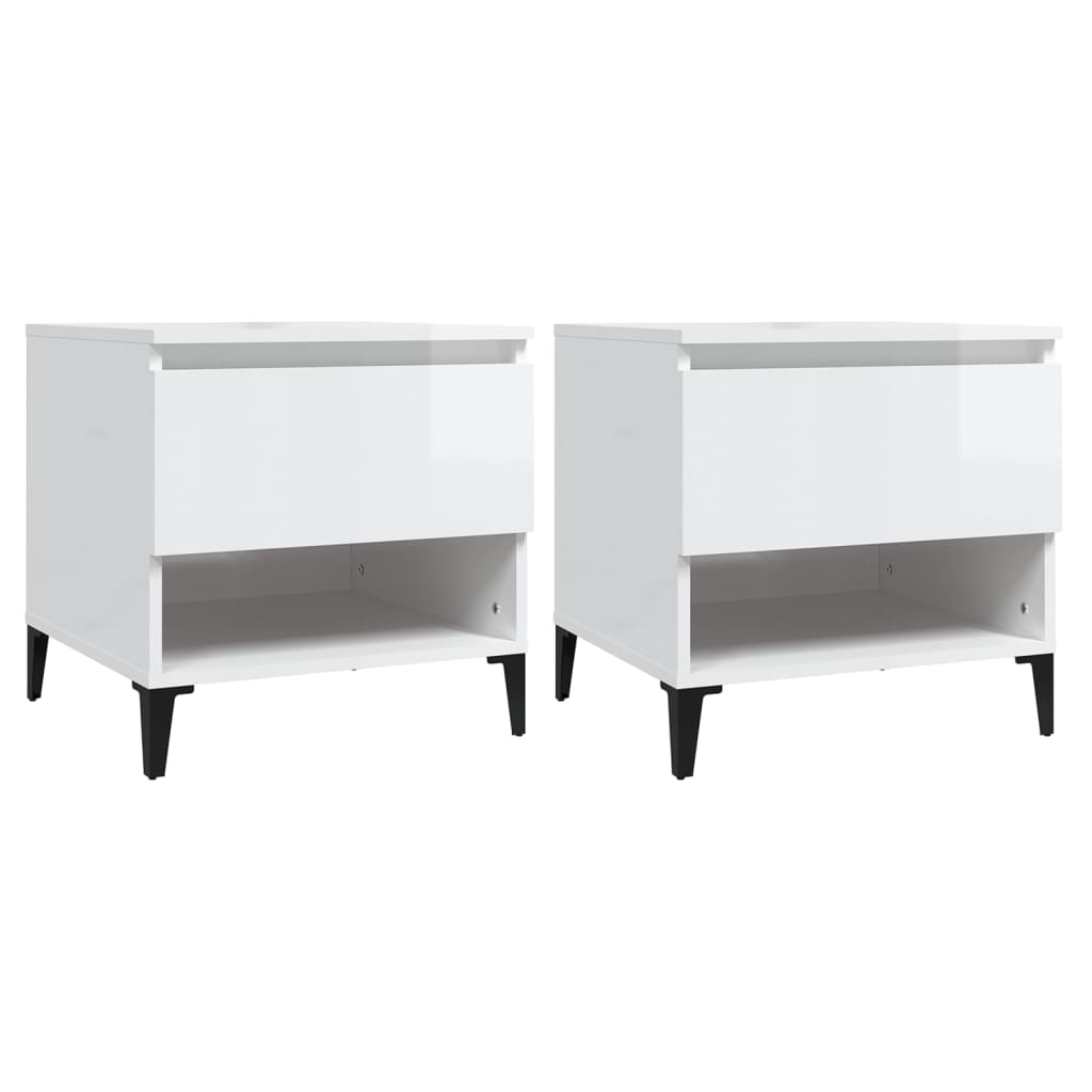 Vidaxl Mesas Auxiliares Contrachapadas 2 Uds 50x46x50 Cm Blanco y Negro