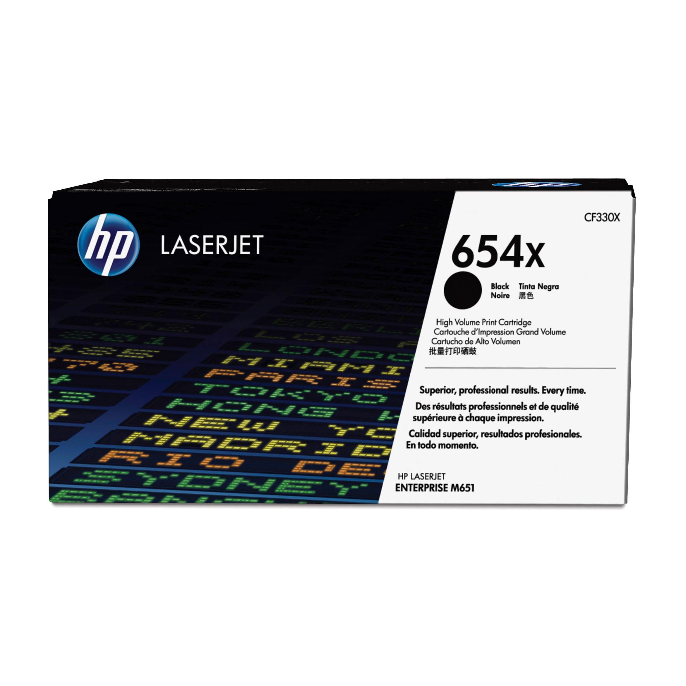 Cartucho de toner original LaserJet HP 654X de alta capacidad negro