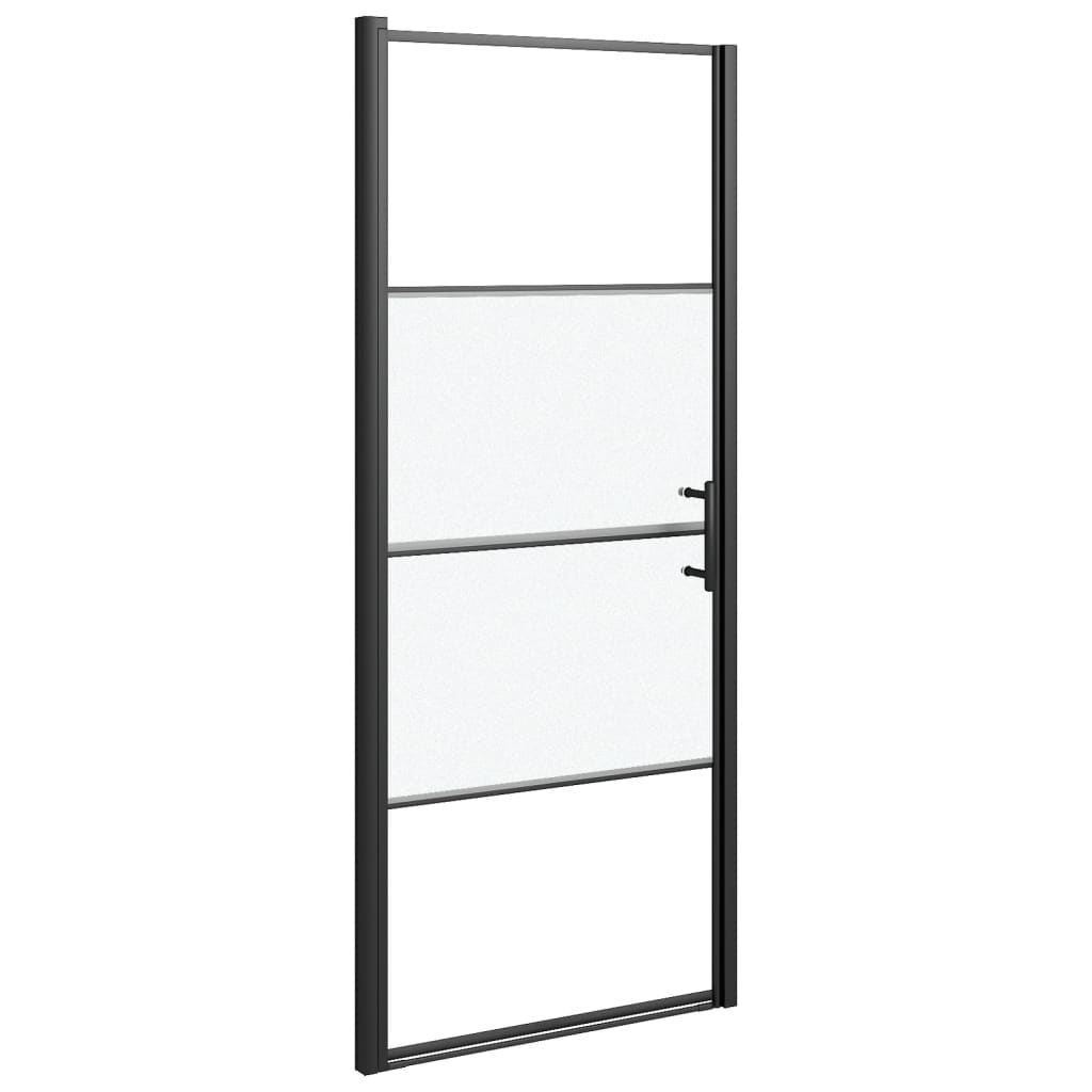 vidaXL Puerta de Ducha Vidrio Semiesmerilado Negro Baño Cabina Doméstico Aseo Dimensiones 81 x 195 cm, 100 x 178 cm, 91 x 195 cm