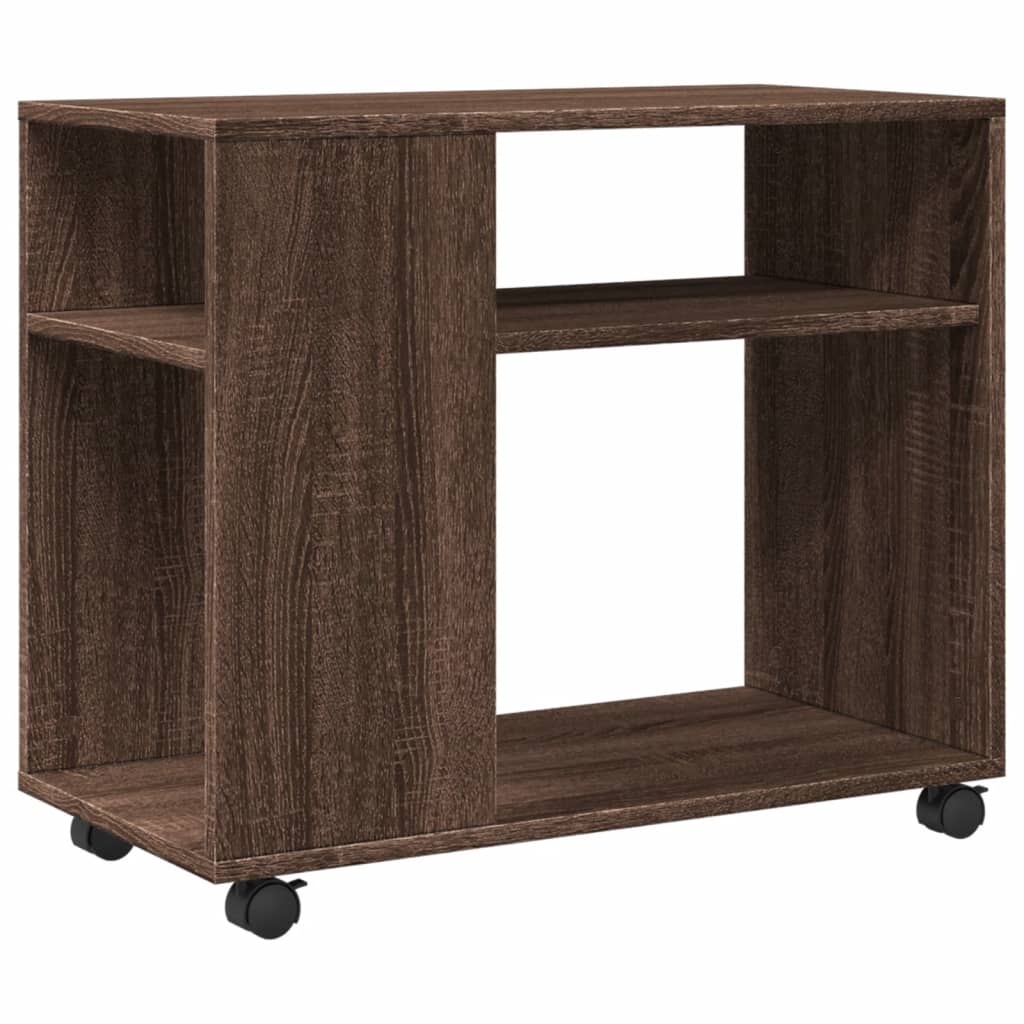 vidaXL Mesa auxiliar con ruedas madera roble marrón 70x35x60 cm