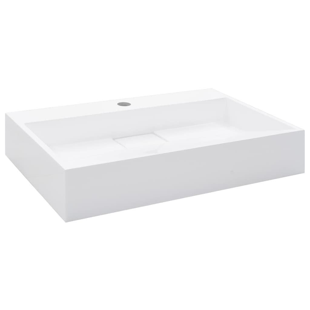 vidaXL Lavabo Resina Mineral/Mármol Blanco Sanitario Baño Grifo Dimensiones 59.3 x 35.1 x 10.7 cm,  50 x 38 x 13 cm,  60 x 38 x 11 cm y mas