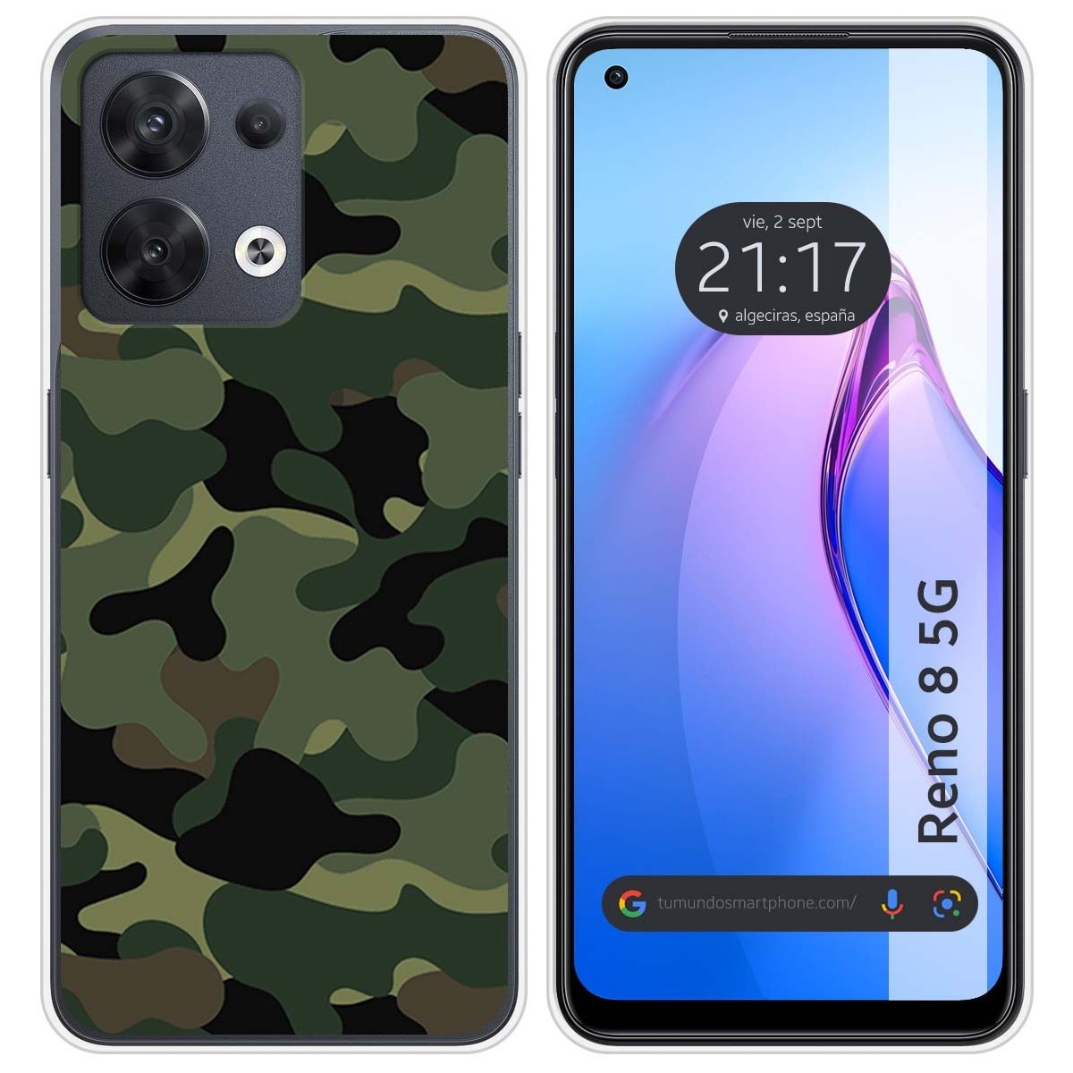 Tumundosmartphone Funda Silicona Oppo Reno 8 5G Camuflaje Original