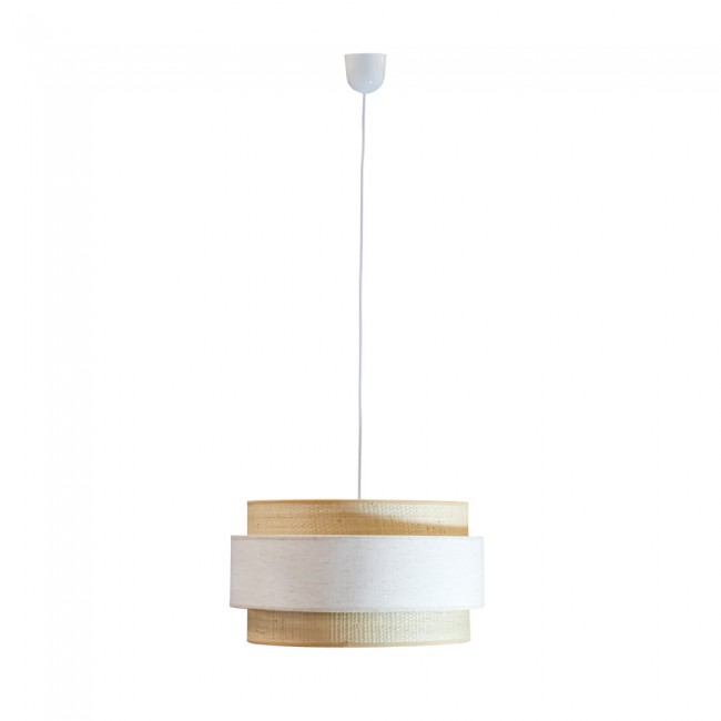 WONDERLAMP Wonderlamp Sira - Lámpara de Techo de Ratán Trenzado y Pantalla de Lino Personalizable