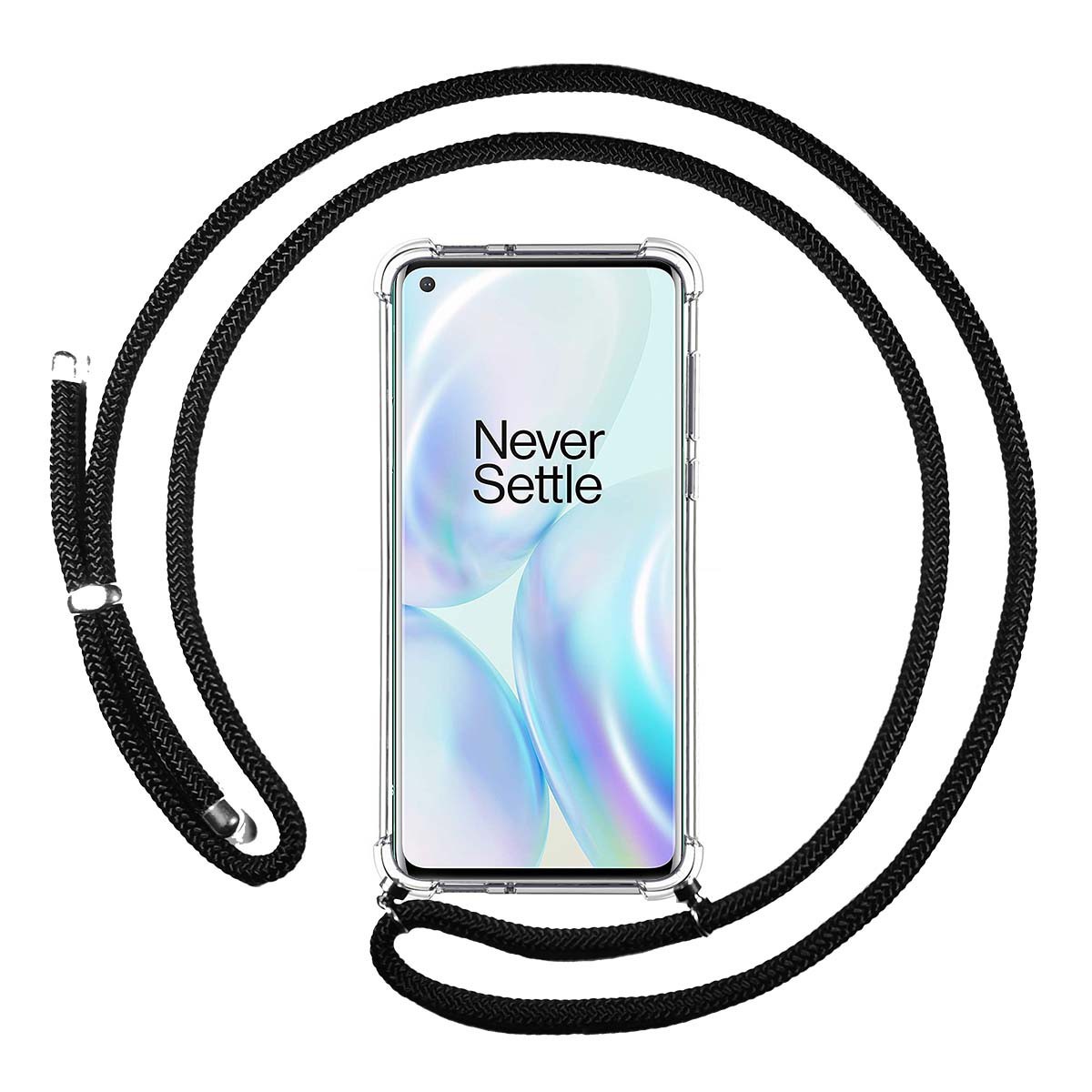 Tumundosmartphone Funda Antigolpes Oneplus 8 Transparente con Cordon Negro