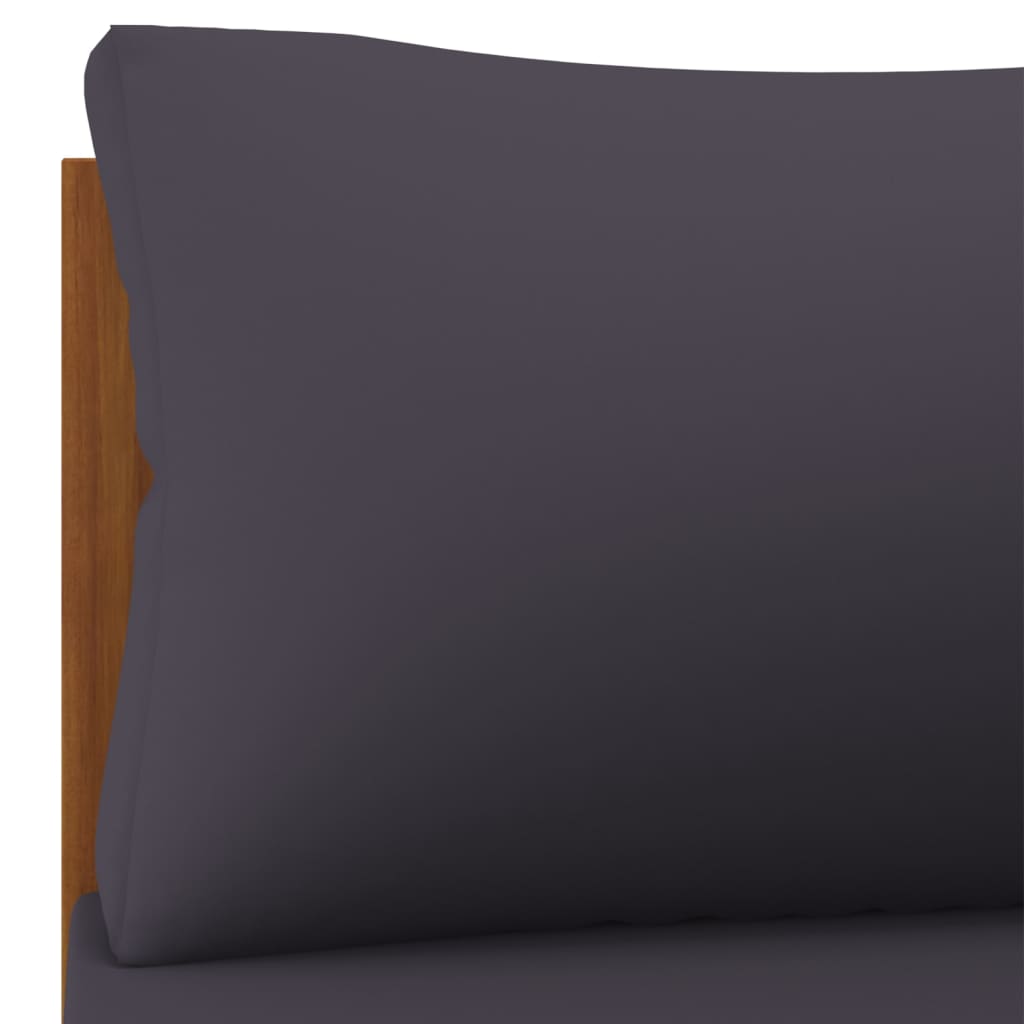 vidaXL Sofá esquina seccional cojines gris oscuro madera maciza acacia