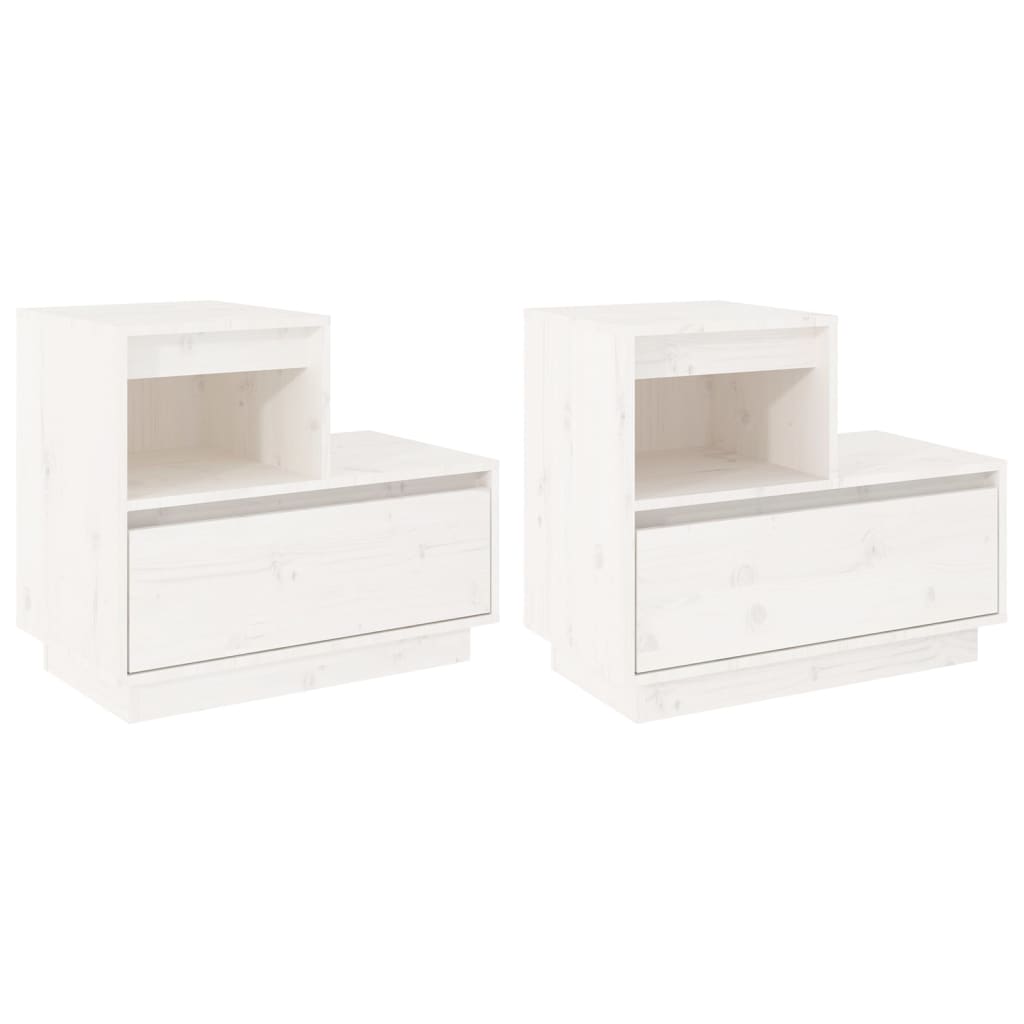 Vidaxl Mesitas de Noche 2 Unidades Madera Maciza de Pino 60x34x51 Cm Natural