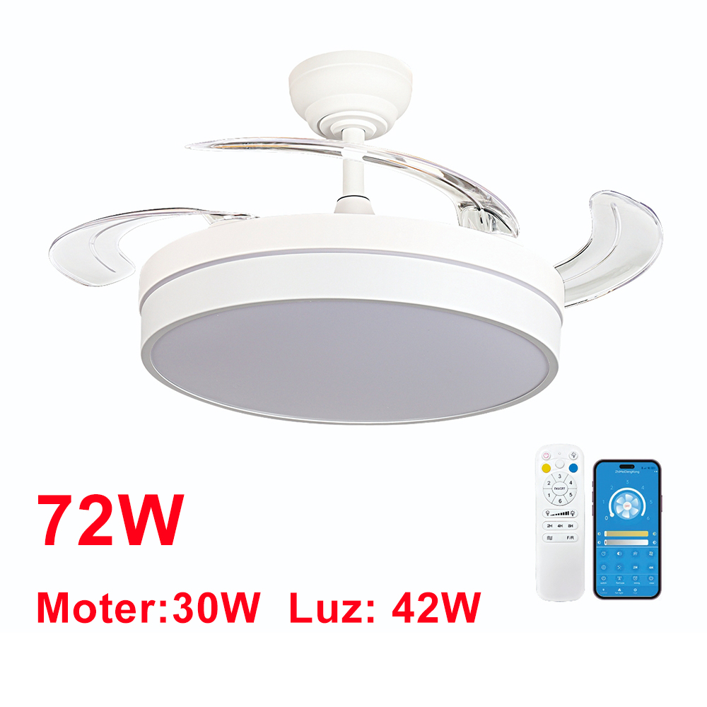 Ventilador de Techo Retráctil con Luz LED 72W CCT Regulable, Motor DC Silencioso de 6 Velocidades, Control Remoto, Ø1070mm – Ventilador de Techo Moderno para Salón, Dormitorio, Oficina ostark-LEDUNI
