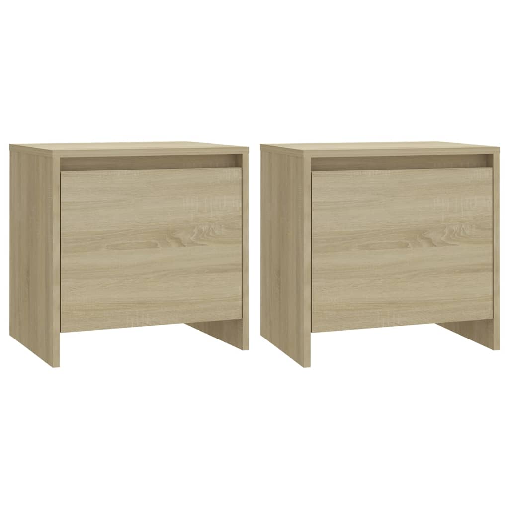Vidaxl Mesita Noche 2 Unidades Madera Ingeniería 45x34x44,5 Cm Blanco