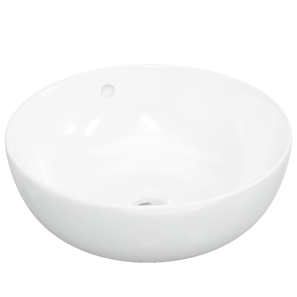 vidaXL Lavabo redondo cerámica blanco 44x17 cm