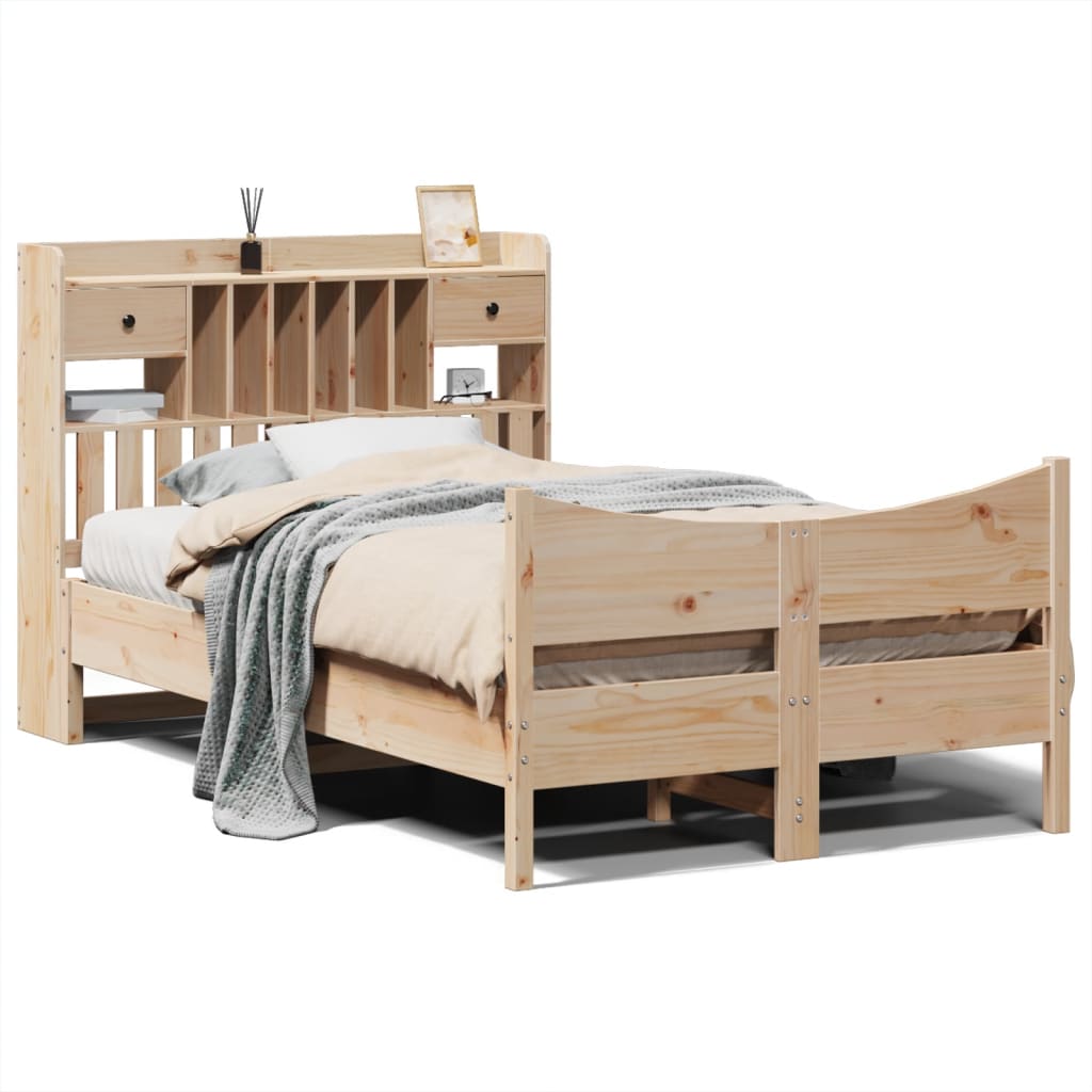 vidaXL Estructura de cama sin colchón madera maciza de pino 135x190 cm