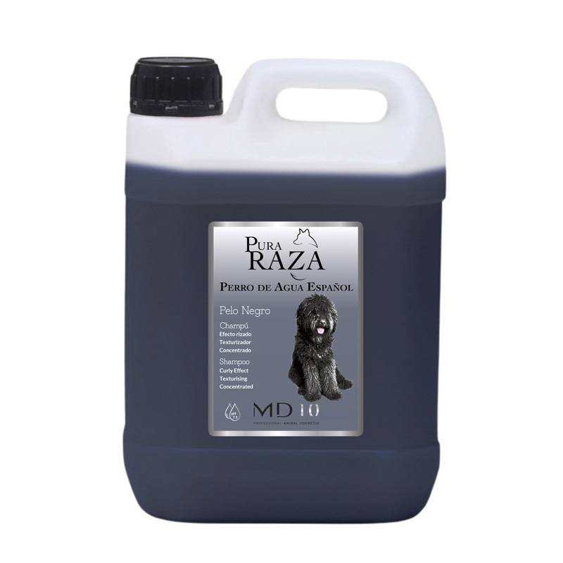 Champú para Perro de Agua Español Pelo Negro - Realza el Color Negro - Champú Texturizador de Rizos Hidratante, Vegano y Biodegradable - Fabricado en España - MD-10 COLLECTION