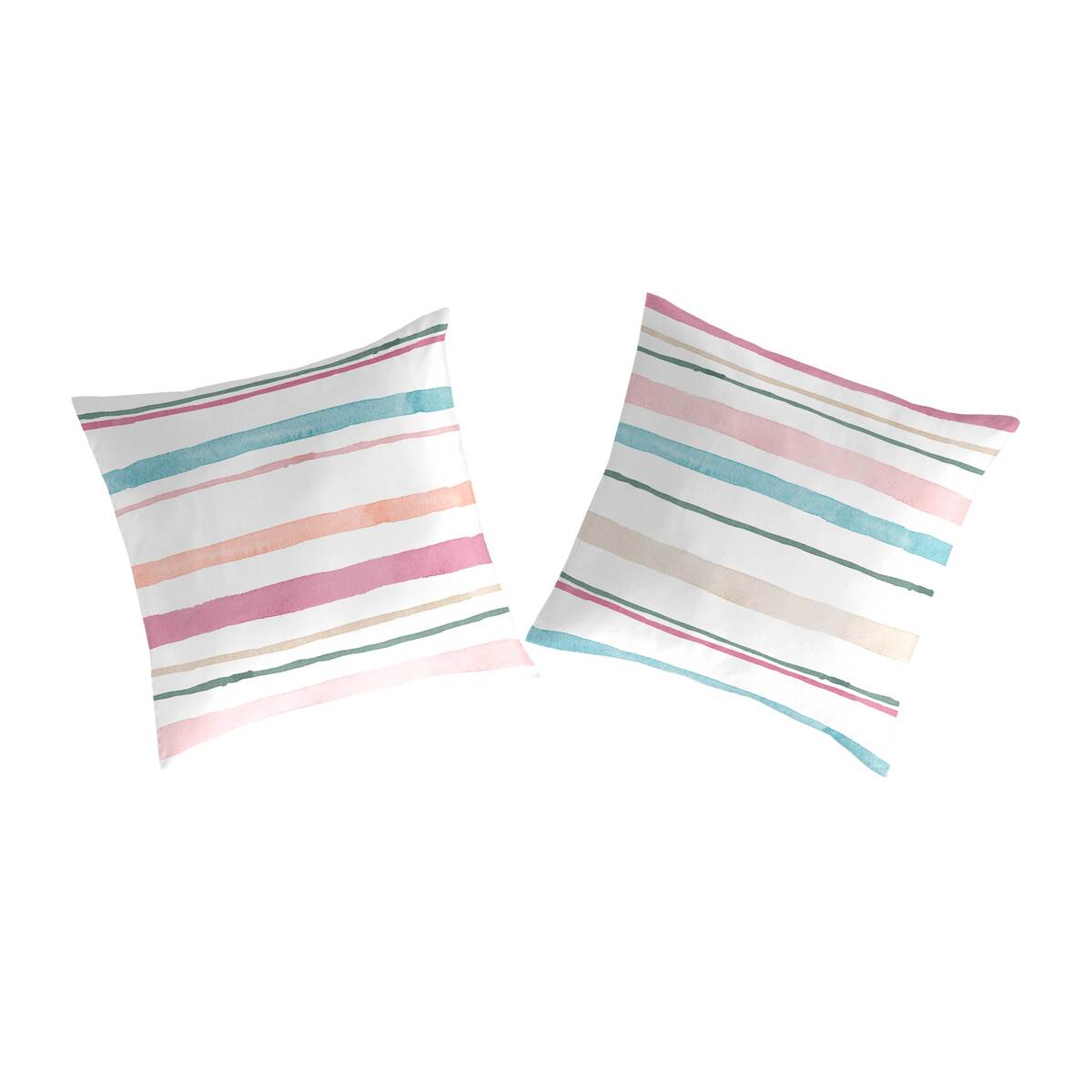 NAF NAF - 2 fundas de almohada 100% algodón ETHAN rosa/azul/blanco 65x65 cm