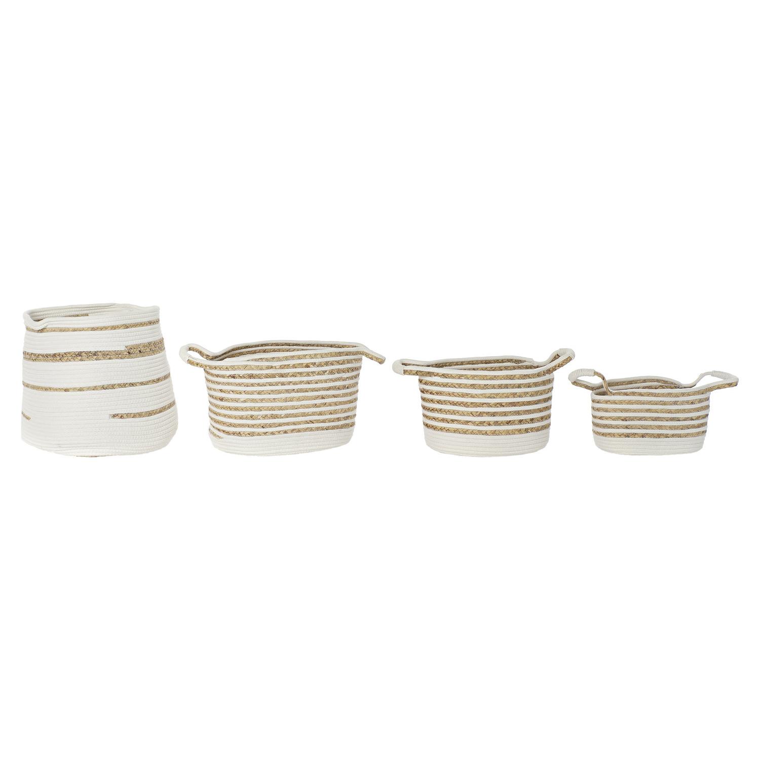 CESTA SET 4 ALGODON SEAGRASS 36X36X34 BLANCO DC194447 - EL MEJOR COMPLEMENTO PARA TU HOGAR FIJALO