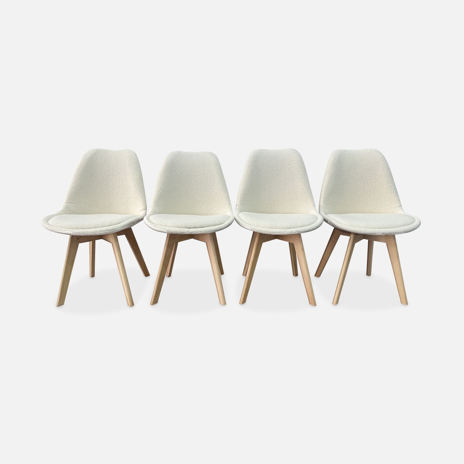 sweeek - Silla escandinava de madera de haya  y borreguito, set de 4 , Nils borreguito , 47x55x81