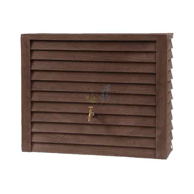 GRAF Deposito de agua Polietileno 350 Litros | Deposito Agua de Lluvia de Pared marrón con Grifo incluido | Bidon Agua 124x40x100 cm