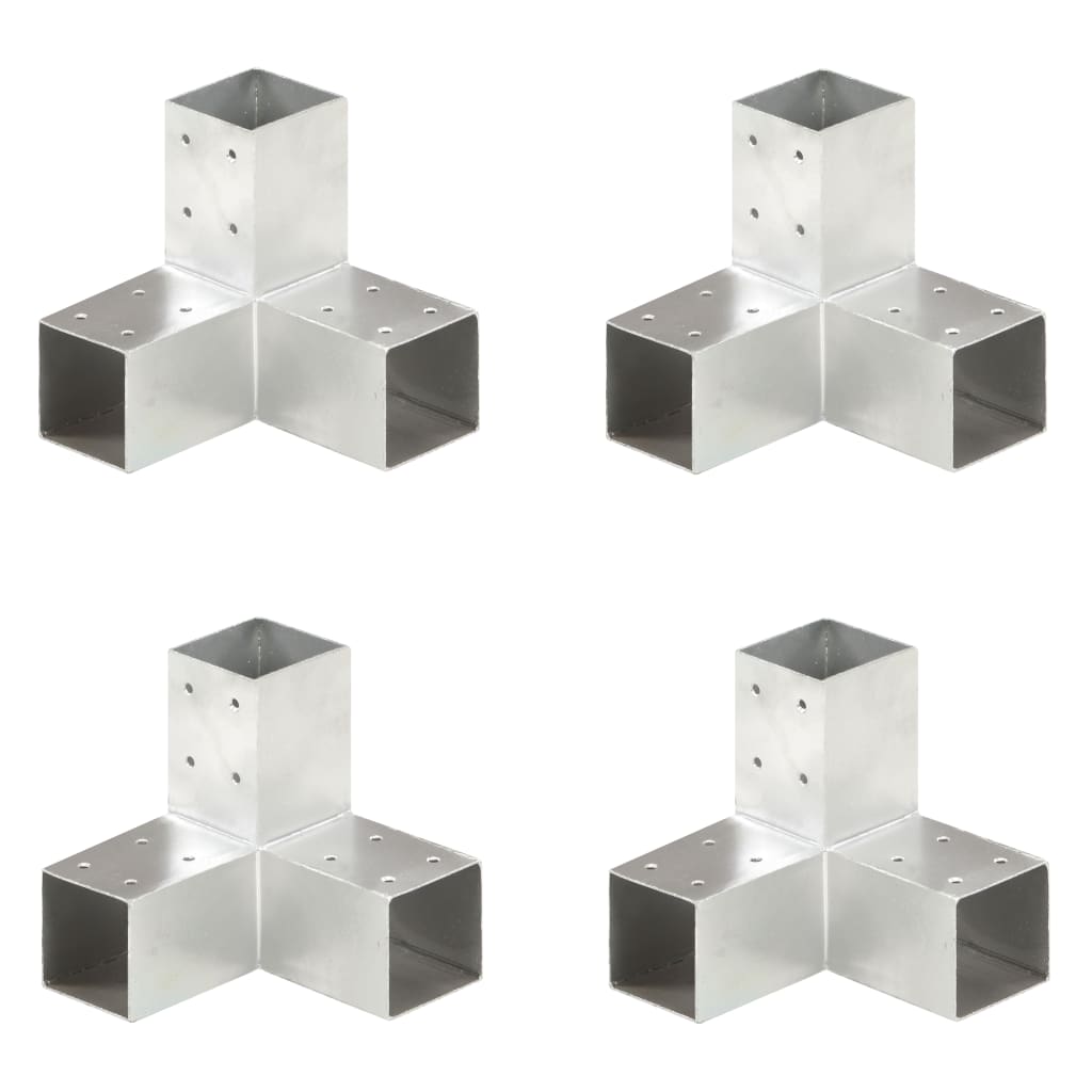 vidaXL Conectores de Postes en forma Y Metal Galvanizado (4 unidades) Soporte Jardín Dimensiones 71 x 71 mm,  81 x 81 mm,  91 x 91 mm y mas