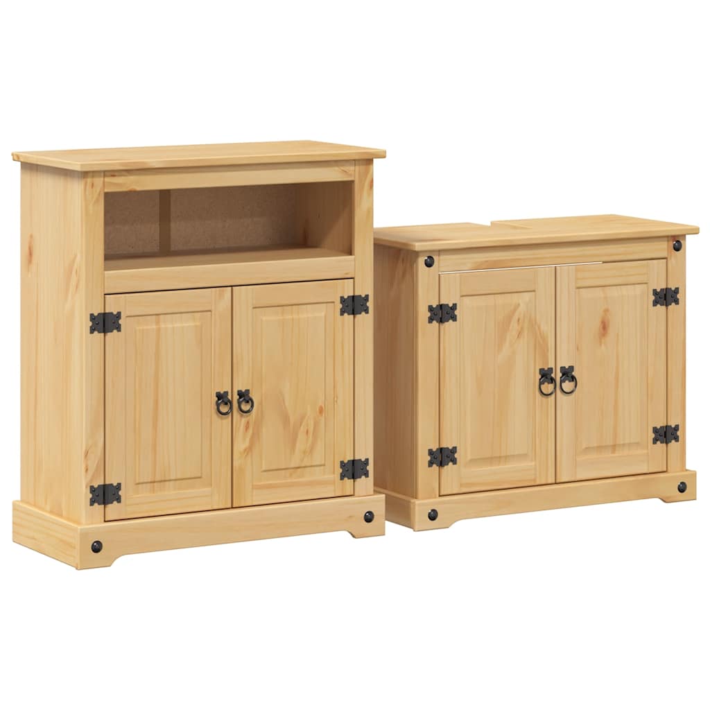 vidaXL Juego de muebles de baño Corona 2 pzas madera maciza pino