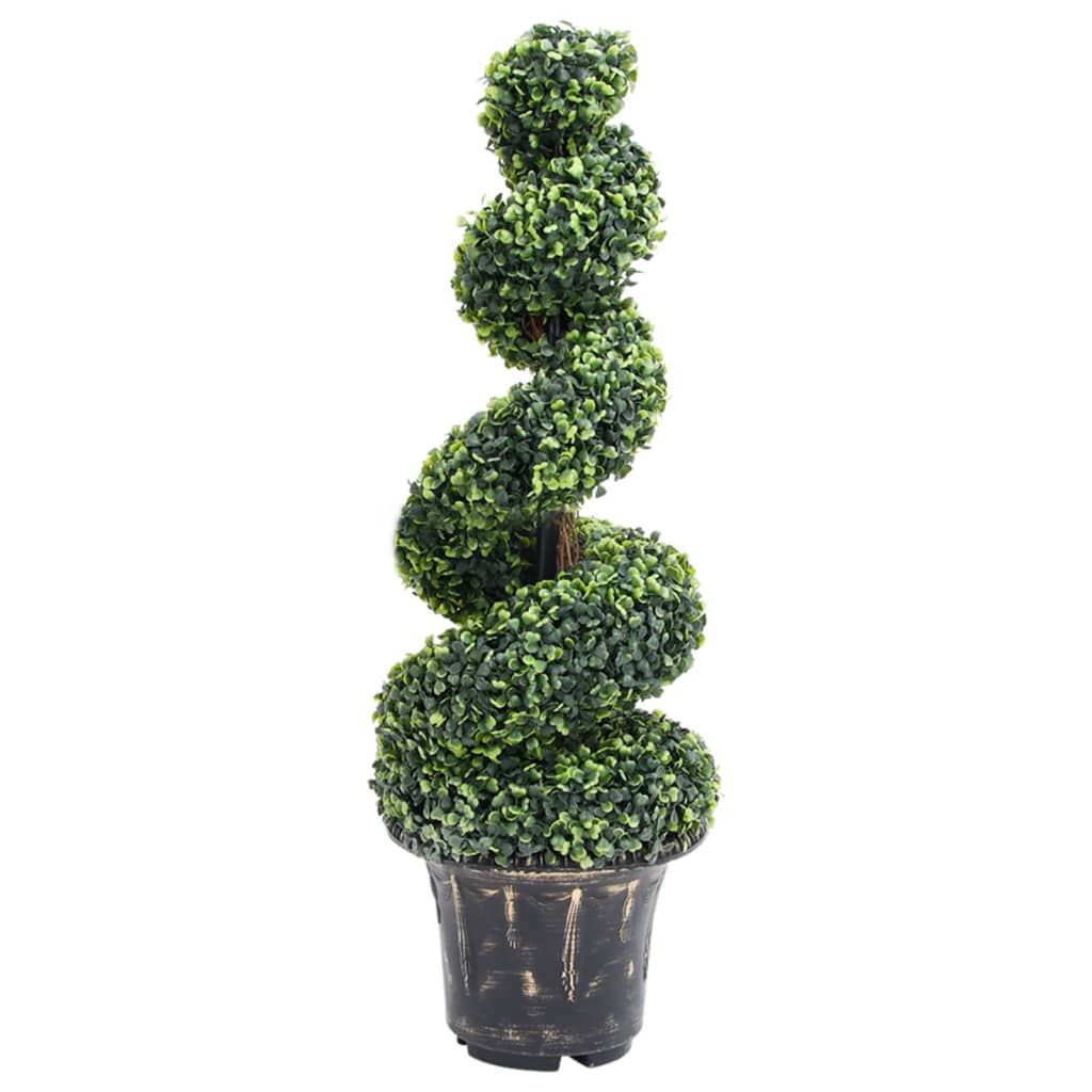 vidaXL Planta Espiral de Boj Artificial con Macetero Verde Topiario Dimensiones 20 x 59 cm,  29.5 x 100 cm,  29.5 x 117 cm y mas
