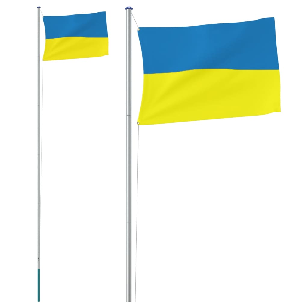 vidaXL Bandera y Mástil de Aluminio 6,2 m Jardín Decorativa Bandera Estados Unidos, Ukraine