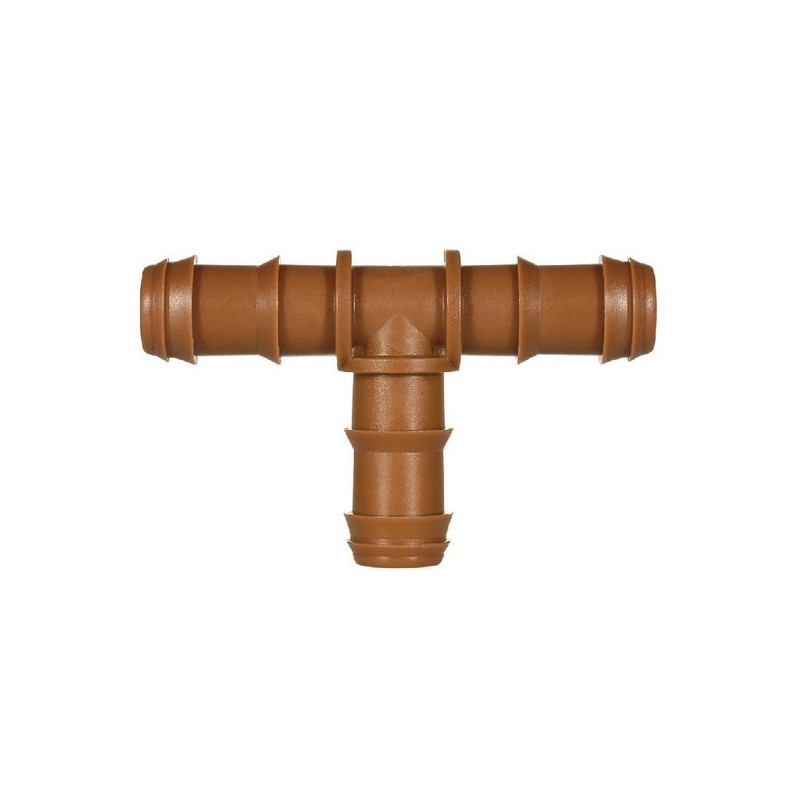 SUINGA Te Riego por Goteo 16mm | Te conector tuberia 16 mm | Te Goteo para Manguera de Riego 16mm marrón