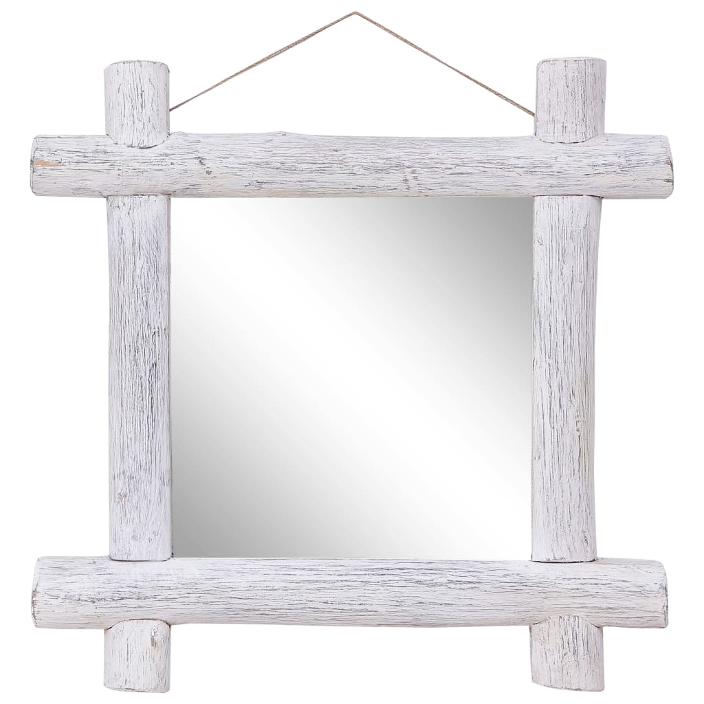 vidaXL Espejo de Troncos de Madera Maciza Reciclada 70x70cm Mobiliario Color Marrón,  Blanco, y mas