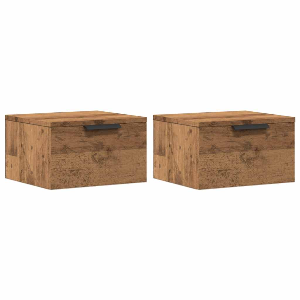 vidaXL Mesitas de noche de pared 2 uds roble artisan 34x30x20 cm