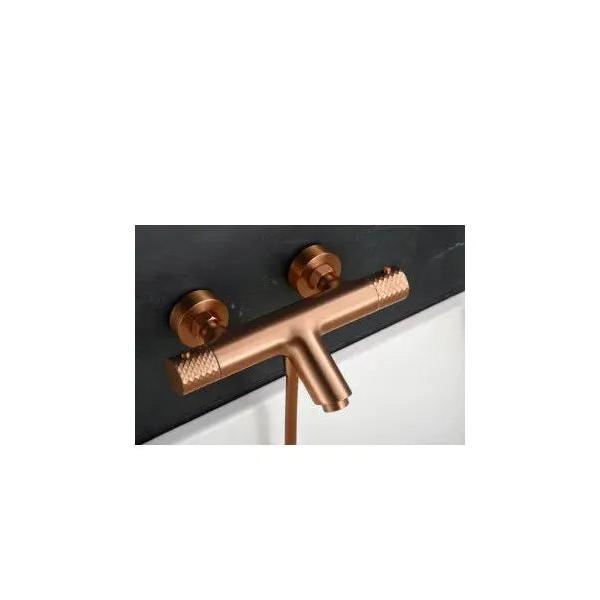 IMEX GENOVA BTG053-4ORC Grifería termostática para bañera y ducha hecha de latón con acabado oro rosa cepillado