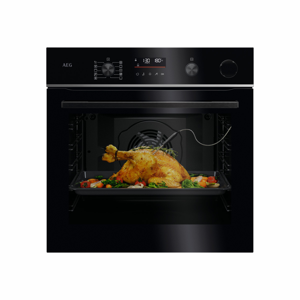 AEG - Horno de vapor Serie 6000 SenseCook con SteamCrisp con Display LED Explore - V7PBR521SB